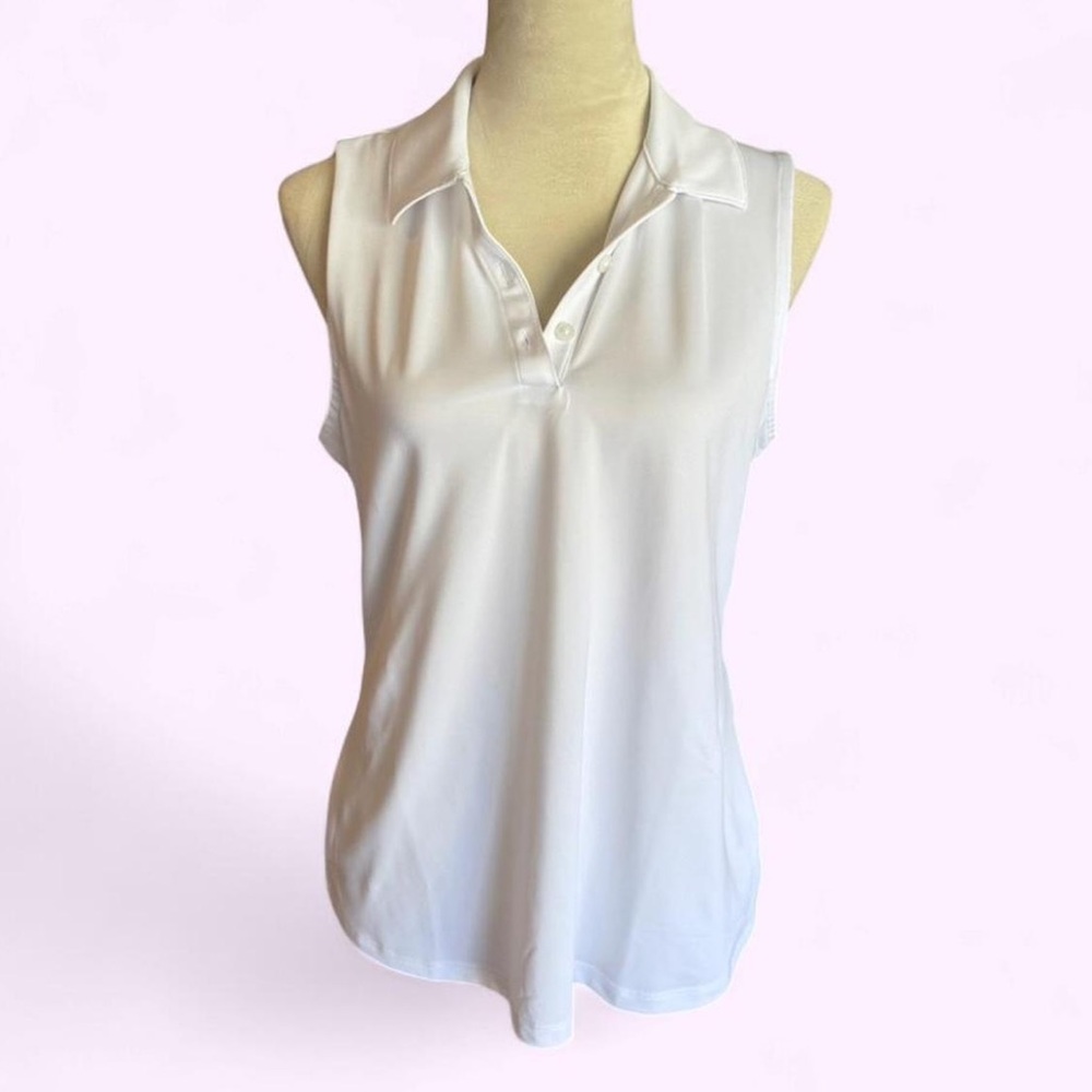 Greg Norman PLAY Sleeveless Golf Polo Top White Size Medium Womens M Active
